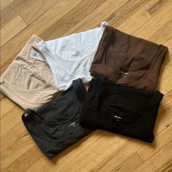 Old Navy First Layer Tank Top Set - White, Black, Brown, Beige, Panther - Picture 1 of 12
